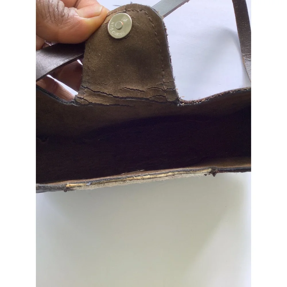 Puro Cuero Hand Crafted Tooled Leather Cowhide Pony Hair Shoulder Bag Brown